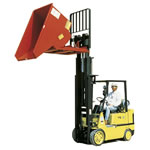 Self-dumping hoppers allow for safe and easy loading, transporting and dumping of material.