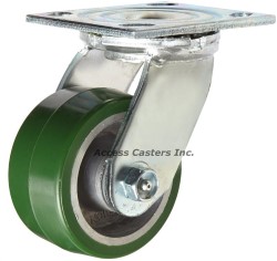 16PD04201S 4" x 2" Albion Swivel Plate Caster, Polyurethane on Aluminum Wheel