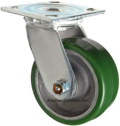 16PD05201S 5" x 2" Albion Swivel Plate Caster, Polyurethane on Aluminum Wheel