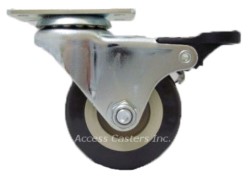 2D8PPB 2" Poly on Poly Top Plate Swivel Caster Tech Lock Brake