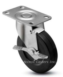 3SRERSB 3" Swivel Caster with Brake Soft Rubber Wheel