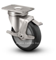 3XA02PSB 3 1/2" Swivel Caster with Brake Poly Wheel