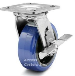 5AEMPSB 5" x 2" Swivel Plate Caster with Brake, Poly on Poly Wheel