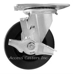 5PLPHSB 5" x 2" Swivel Plate Caster with Brake, Phenolic Wheel