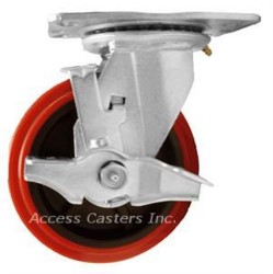 5PLPPSB 5" x 2" Swivel Plate Caster with Brake, Poly on Poly Wheel