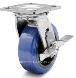 6AEMPSB 6" x 2" Swivel Plate Caster with Brake, Poly on Poly Wheel