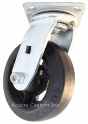 6PRCS 6" Swivel Plate Caster, Mold on Rubber Wheel