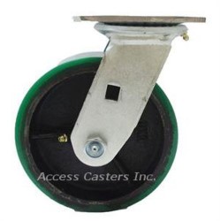 8AEMIS 8" Swivel Plate Caster, Polyurethane on Cast Iron Wheel