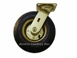 8DHPBS 8" Swivel Brass Plated Black Pneumatic Caster