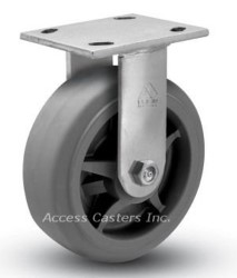 8SPRFR 8" x 2" Rigid Plate Caster, TPR Flat Wheel