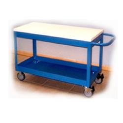 BenchPro, 19-BE-LC2541-3+Std Blue w/white top, Push Cart, 25 in. D x 41 in. W x34 in. H, Blue/White Top