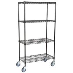 Olympic 18" Deep 4 Shelf Mobile Carts - Black - 18" x 24" x 59"