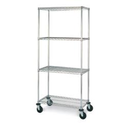 Olympic 18" Deep 4 Shelf Mobile Carts - Chrome - 18" x 24" x 59"