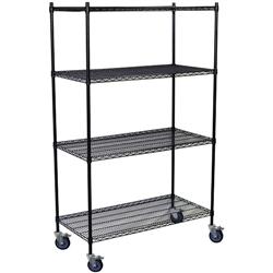 Olympic 18" Deep 4 Shelf Mobile Carts - Black - 18" x 36" x 59"