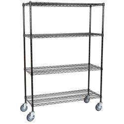 Olympic 18" Deep 4 Shelf Mobile Carts - Black - 18" x 48" x 59"